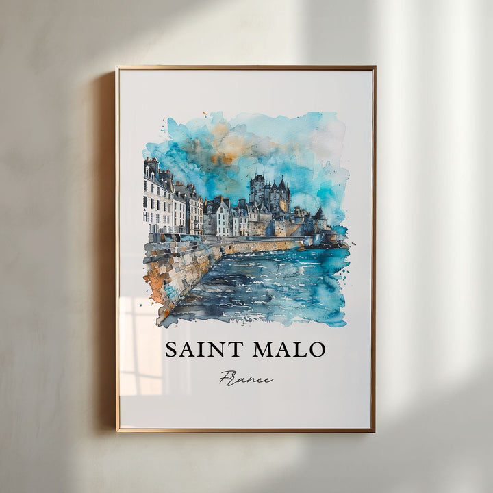 Saint-Malo France Wall Art, Saint Malo Print, Brittany France Watercolor, Saint Malo Gift,