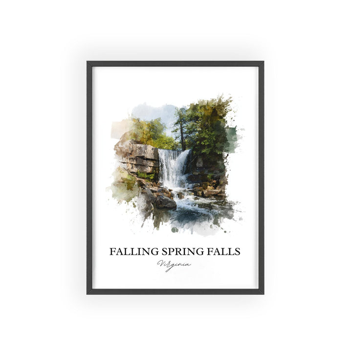 Falling Spring Falls Art, Alleghany Prints, Virginia Watercolor, Falling Spring Falls Gift, Travel Print, Travel Poster, Housewarming Gift