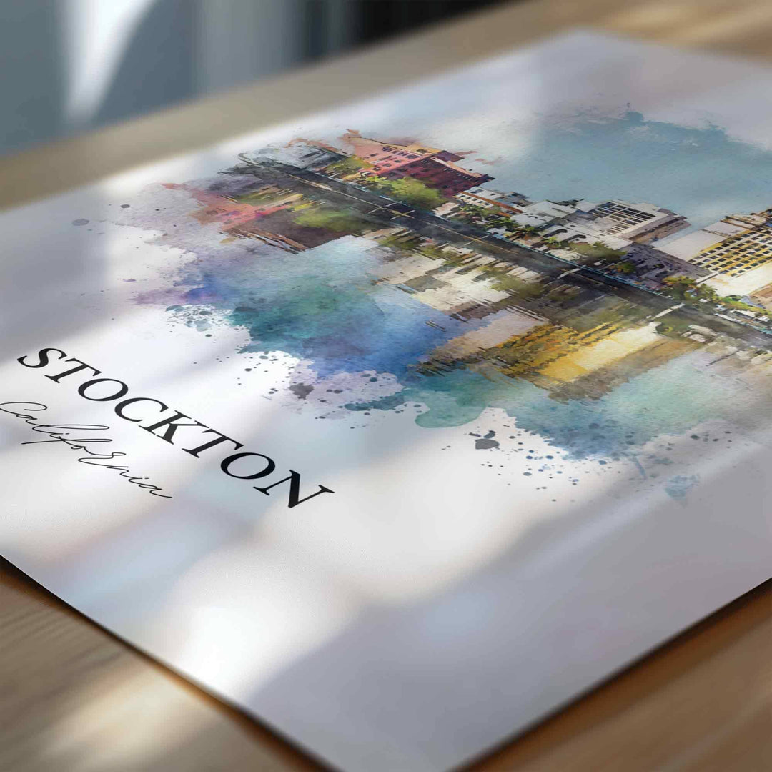 Stockton, California – Watercolor Art Print