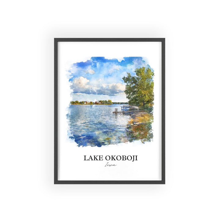 Lake Okoboji Wall Art, Dickinson County Print, Iowa Watercolor Art, Lake Okoboji Gift, Travel Print, Travel Poster, Housewarming Gift
