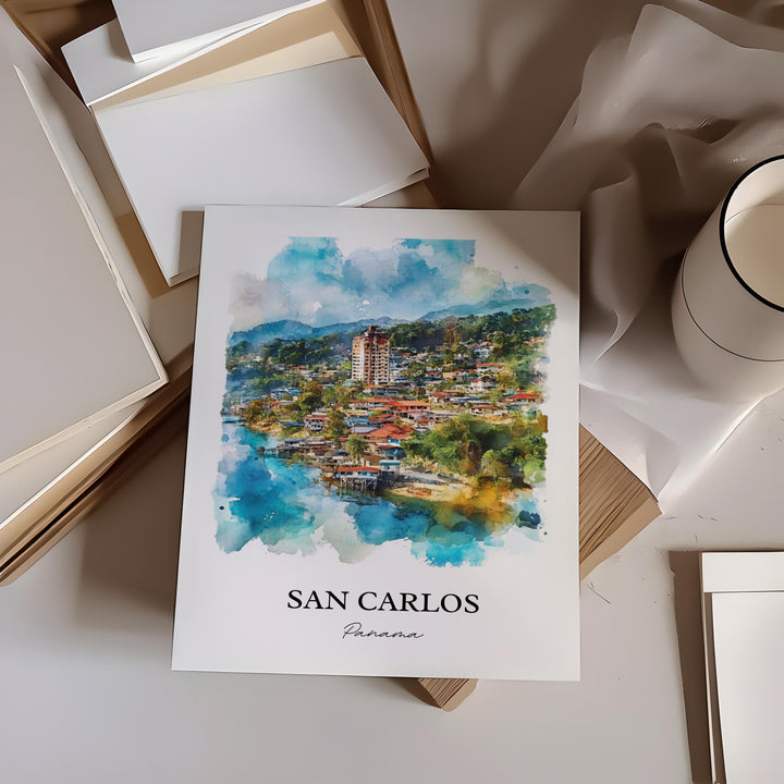 San Carlos Panama Art, Panama Oeste Print, Panama Watercolor Art, San Carlos Panama Gift, Travel Print, Travel Poster, Housewarming Gift