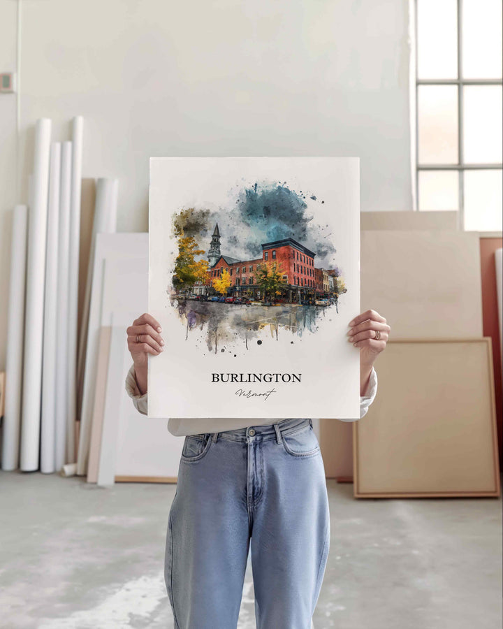 Burlington, Vermont – Watercolor Art Print