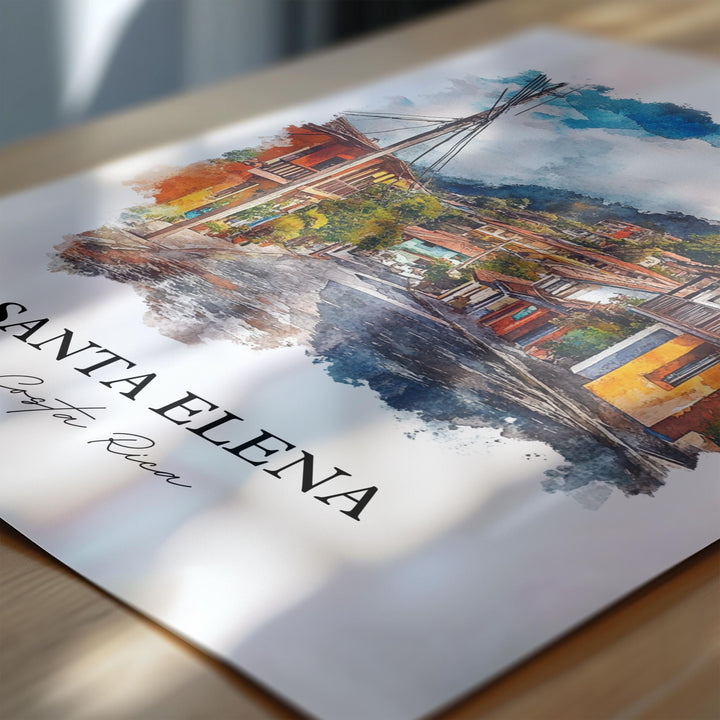 Santa Elena Wall Art, Monteverde Print, Costa Rica Watercolor Art, Santa Elena Gift, Travel Print, Travel Poster, Housewarming Gift