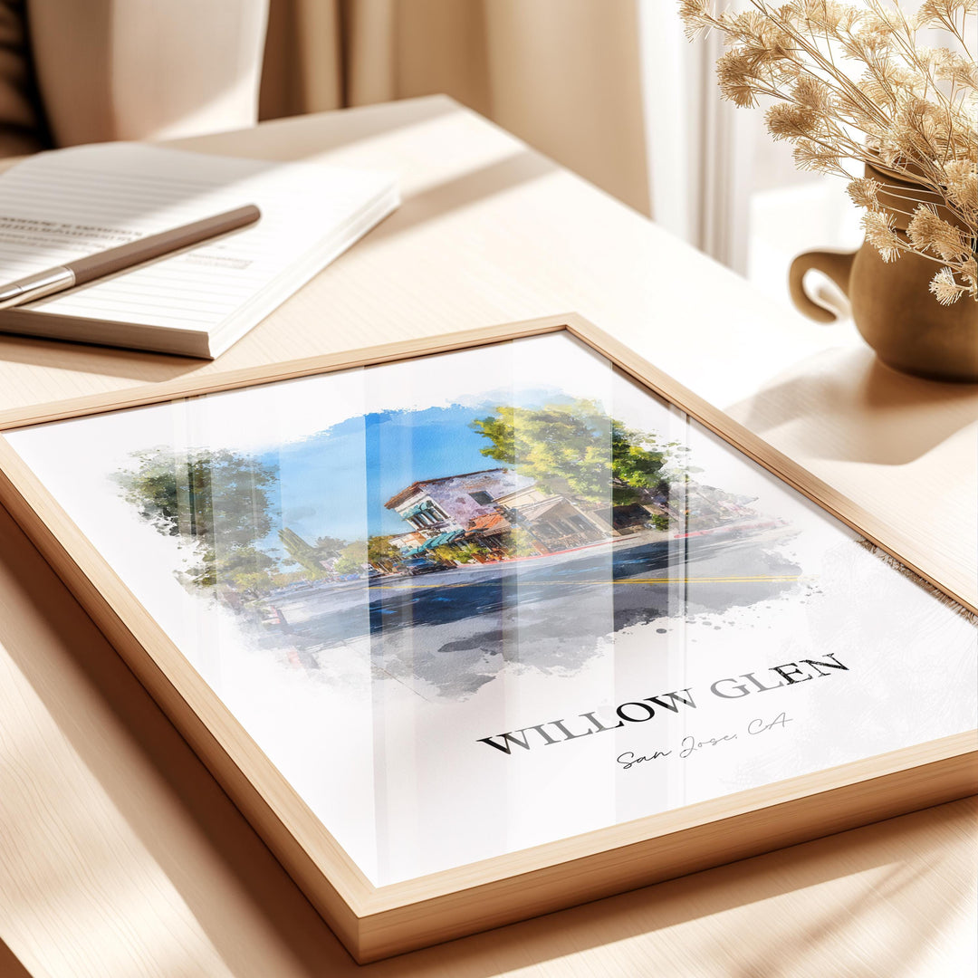 Willow Glen, California – Watercolor Art Print