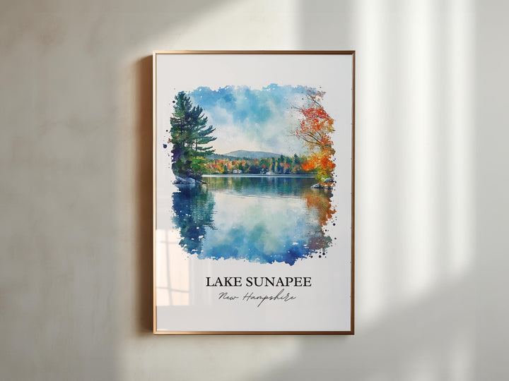 Lake Sunapee NH Wall Art, Merrimack County Print, New Hampshire Artwork, Lake Sunapee Gift, Travel Print, Travel Poster, Housewarming Gift