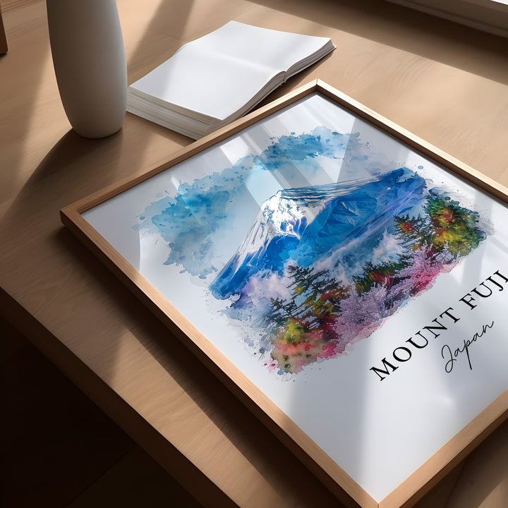 Mount Fuji Wall Art, Mt Fuji Japan Print, Fuji-San Watercolor, Mount Fuji Japan Gift,