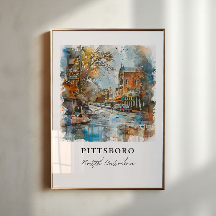 Pittsboro NC Art, Chatham County Print, Pittsboro Watercolor Art, Pittsboro NC Gift,