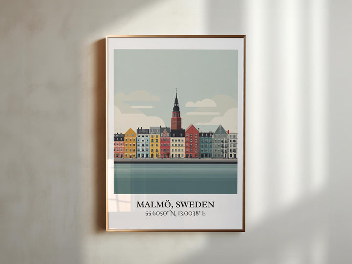 Malmo Sweden Art, Malmo Retro Travel Art, Malmo Home Decor, Malmo Sweden Gift, Sweden Travel Art, Travel Prints, Housewarming Gift