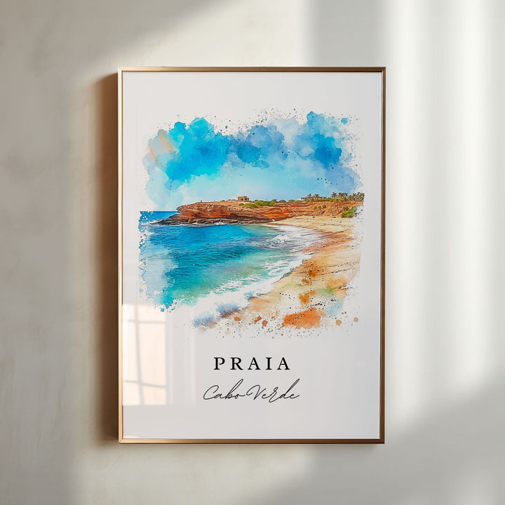 Praia Cape Verde wall art - Cabo Verde, Praia print, Cape Verde Africa Wedding gift, Birthday present, Custom Text, Perfect Gift