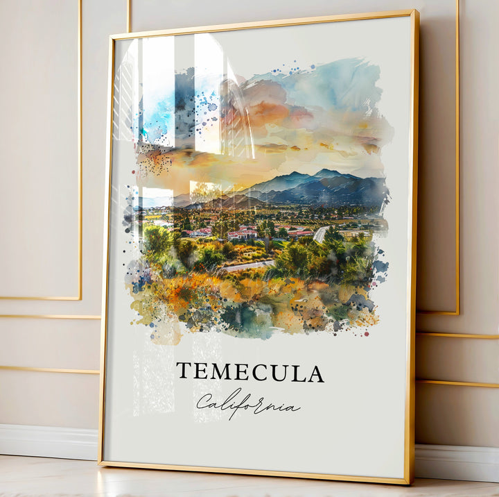 Temecula Wall Art, Temecula Print, Temecula Watercolor, Temecula Riverside Cty Gift,