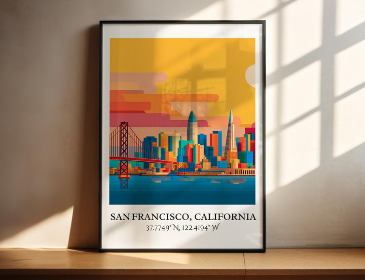 San Francisco Art, San Fran Retro Travel Art, San Fran Decor, San Francisco Gift, California Travel Art, Travel Prints, Housewarming Gift