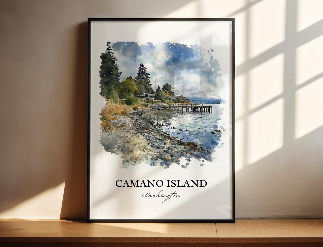 Camano Island Wall Art, Camano WA Print, Washington Watercolor Art, Camano Island Gift, Travel Print, Travel Poster, Housewarming Gift
