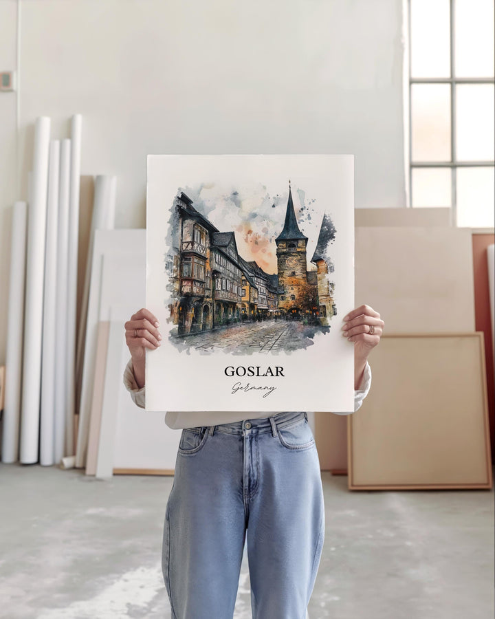 Goslar Germany Wall Art, Harz Mountains Print, Germany Watercolor Art, Goslar Gift, Travel Print, Travel Poster, Housewarming Gift