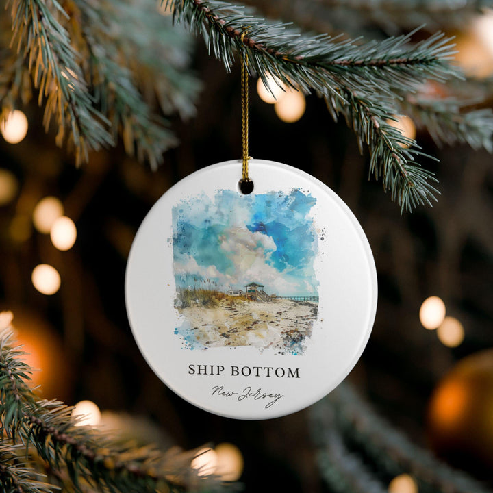 Ship Bottom NJ Ornament: Unique Ship Bottom Souvenir, Ship Bottom NJ Xmas Decor, and Authentic Jersey Shore Gift