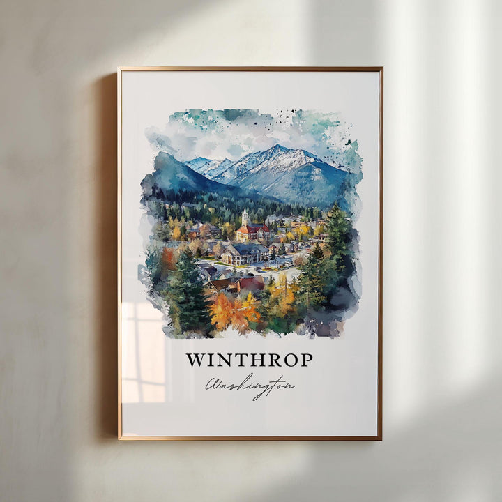 Winthrop WA Art, Winthrop Washington Print, Winthrop Watercolor Art, Winthrop WA Gift,