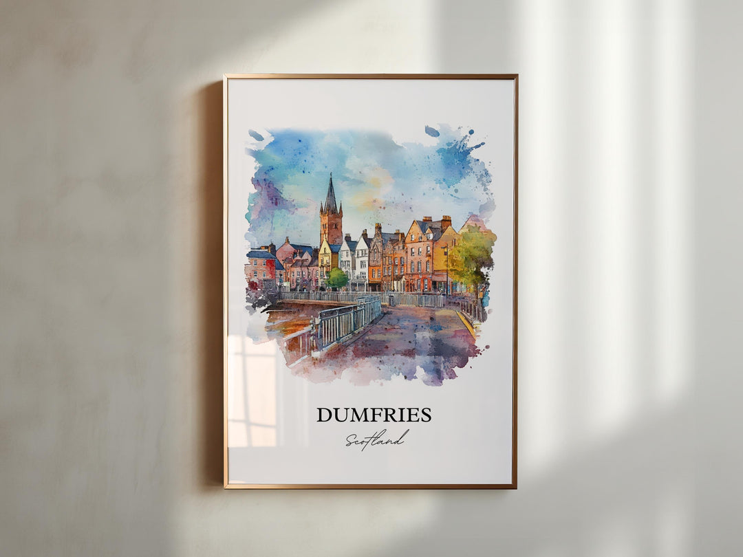 Dumfries Wall Art, Dumfries and Galloway Print, Scotland Artwork, Dumfries Scotland Gift, Travel Print, Travel Poster, Housewarming Gift