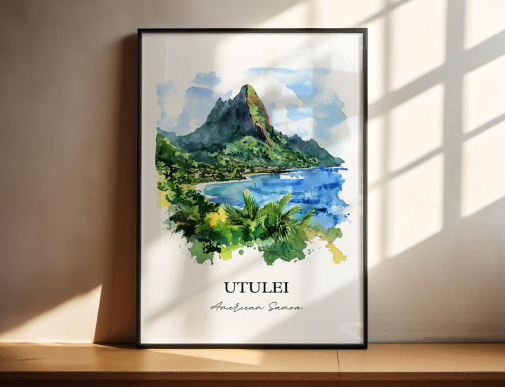 Utulei Wall Art, Maoputasi County Print, American Samoa Watercolor Art, Utulei Gift, Travel Print, Travel Poster, Housewarming Gift