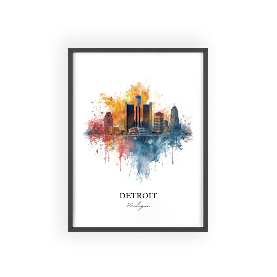 Detroit, MI – Watercolor Art Print