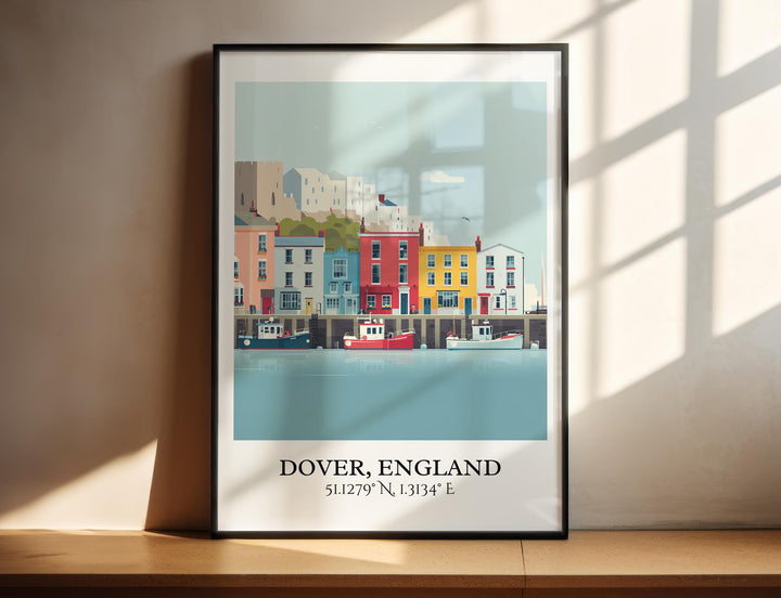 Dover England Art, UK Retro Travel Art, Dover UK Home Decor, Dover England Gift, England Travel Art, Travel Prints, Housewarming Gift