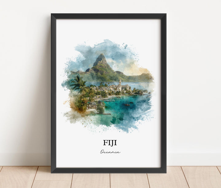 Fiji Wall Art, Fiji Print, Fiji Watercolor Art, Fiji Island Gift, Travel Print, Travel Poster, Housewarming Gift