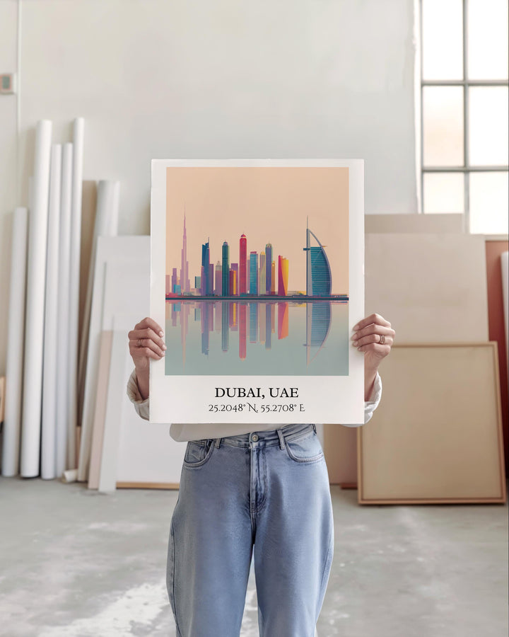 Dubai Art, Dubai UAE Retro Travel Art, Dubai Home Decor, United Arab Emirates Gift, Dubai UAE Travel Art, Duabi Print, Housewarming Gift