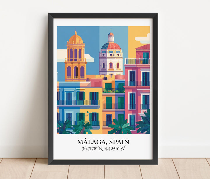 Málaga Spain Art, Málaga Retro Travel Art, Málaga Spain Home Decor, Spain Gift, Spain Travel Art, Travel Prints, Housewarming Gift