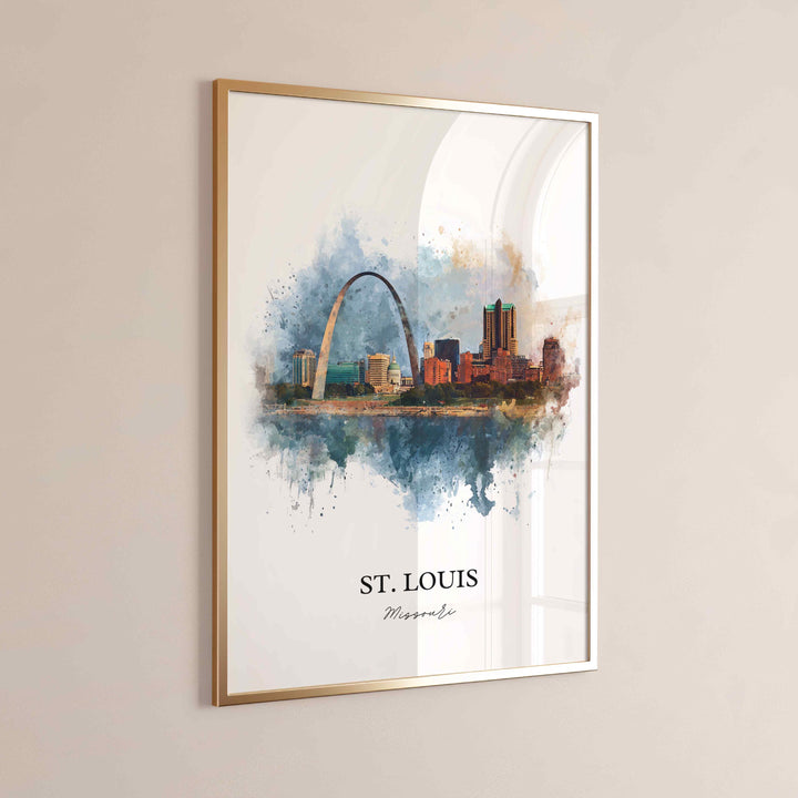 St. Louis Wall Art, St Louis Print, Missouri Watercolor Art, St Louis Missouri Gift, Travel Print, Travel Poster, Housewarming Gift