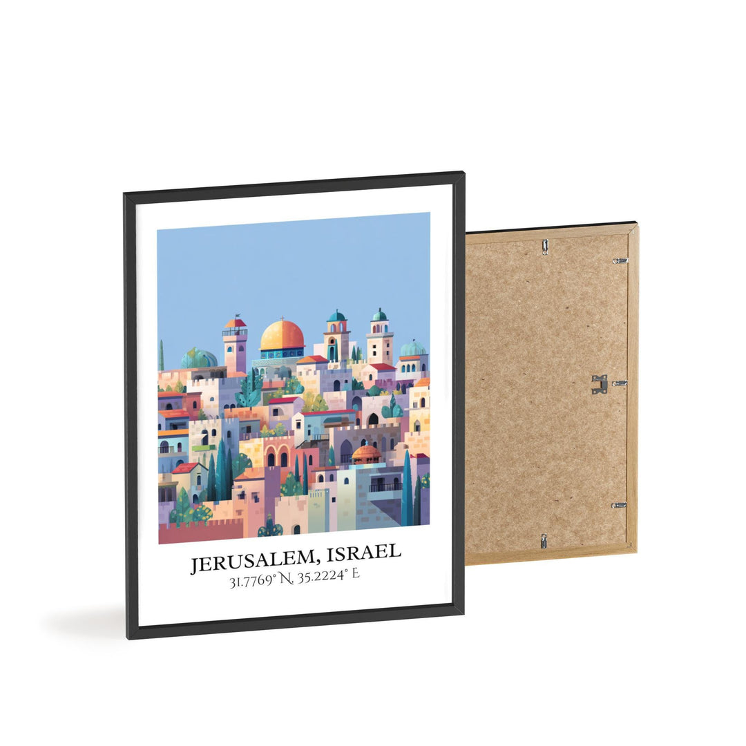 Jerusalem Art, Jerusalem Retro Travel Art, Jerusalem Home Decor, Jerusalem Gift, Israel Travel Art, Travel Prints, Housewarming Gift