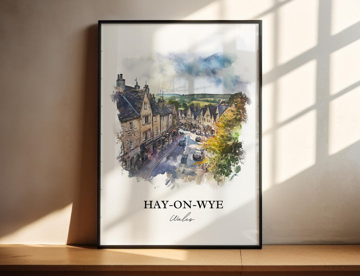 Hay-on-wye Wall Art, Wales Print, Wales Watercolor Art, Hay-on-wye Gift, Travel Print, Travel Poster, Housewarming Gift