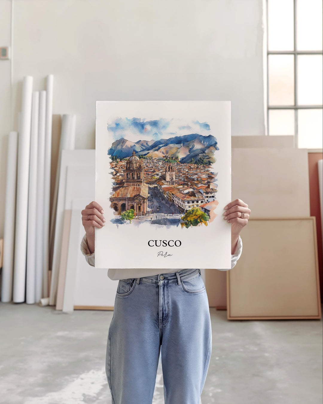 Cusco Peru Wall Art, Cusco Peru Print, Peru Watercolor Art, Cusco Peru Gift, Travel Print, Travel Poster, Housewarming Gift
