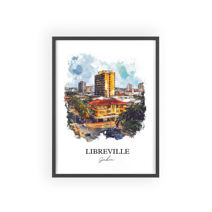 Libreville Wall Art, Gabon Print, Gabon Watercolor Art, Libreville Gabon Gift, Travel Print, Travel Poster, Housewarming Gift