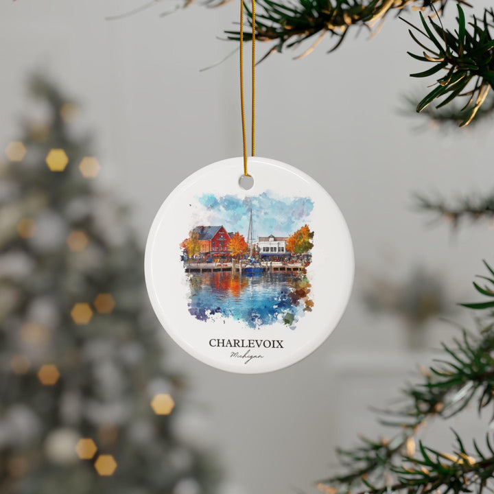 Charlevoix Michigan Ornament: Unique Charlevoix Souvenir, Charlevoix MI Xmas Decor, and Authentic Charlevoix MI Gift