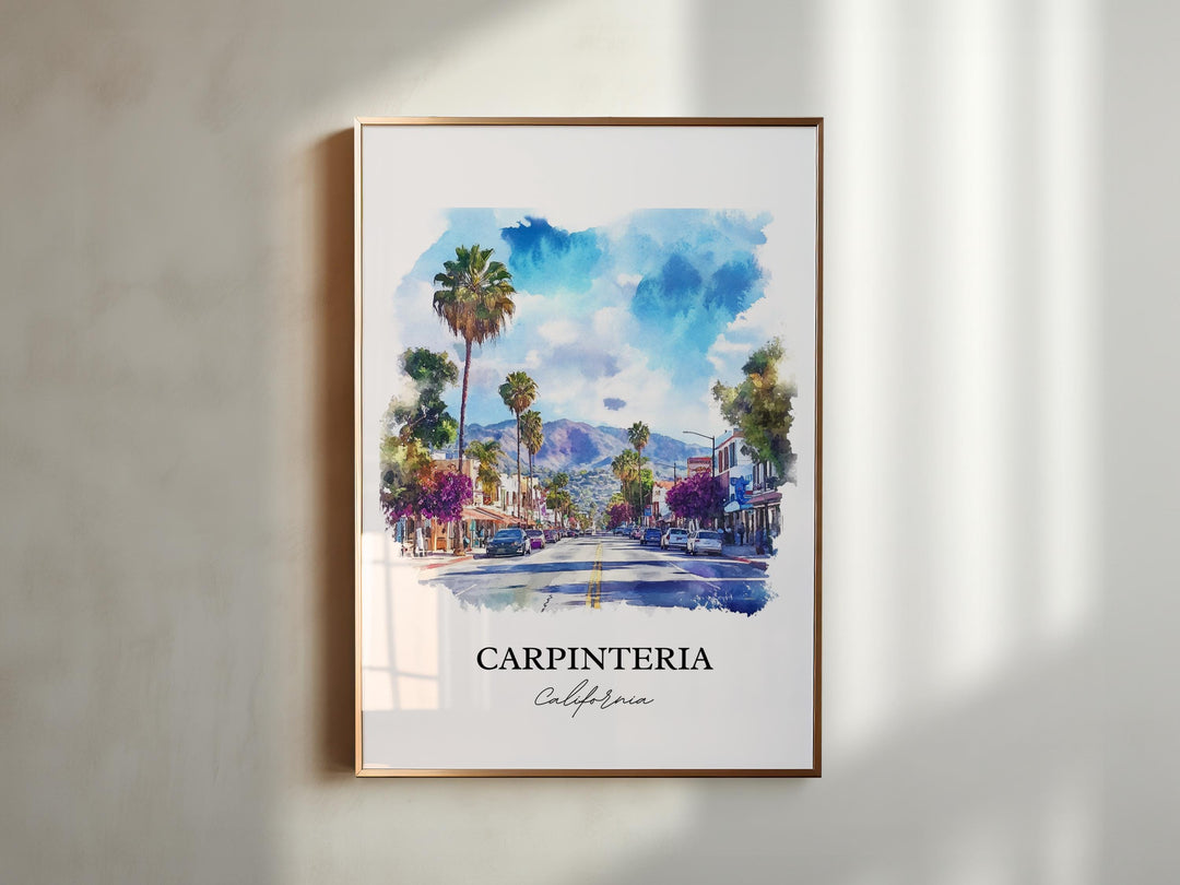 Carpinteria Wall Art, Santa Barbara Print, California Watercolor Art, Carpinteria CA Gift, Travel Print, Travel Poster, Housewarming Gift