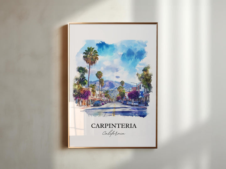 Carpinteria Wall Art, Santa Barbara Print, California Watercolor Art, Carpinteria CA Gift, Travel Print, Travel Poster, Housewarming Gift