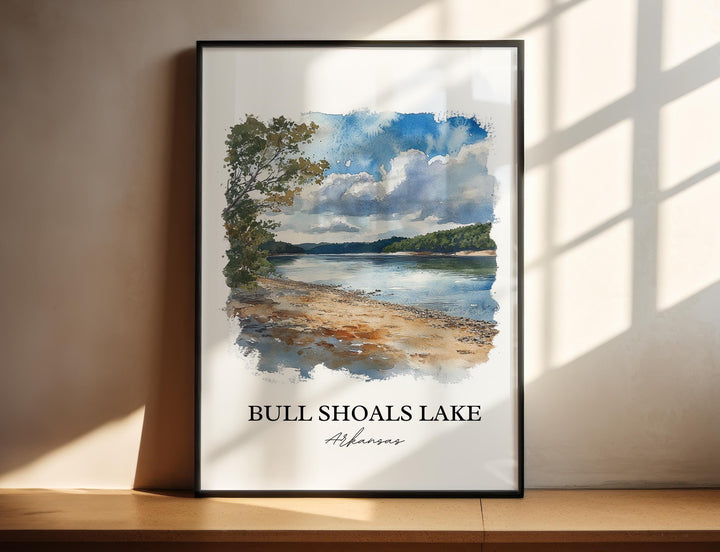 Bull Shoals Lake Wall Art, Ozarks Print, Arkansas Watercolor Art, Bull Shoals Lake Gift, Travel Print, Travel Poster, Housewarming Gift