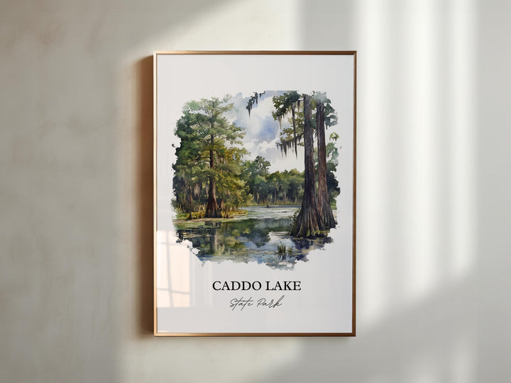 Caddo Lake State Park Art, Harrison County Print, Texas Watercolor Art, Caddo Lake Gift, Travel Print, Travel Poster, Housewarming Gift