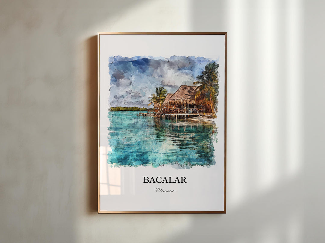 Bacalar Mexico Wall Art, Lake Bacalar Print, Mexico Watercolor Art, Bacalar Mexico Gift, Travel Print, Travel Poster, Housewarming Gift