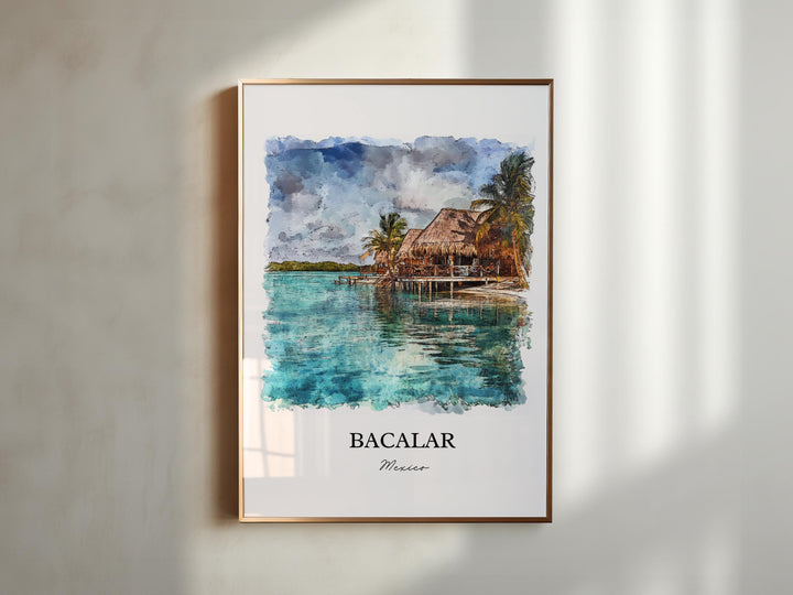 Bacalar Mexico Wall Art, Lake Bacalar Print, Mexico Watercolor Art, Bacalar Mexico Gift, Travel Print, Travel Poster, Housewarming Gift