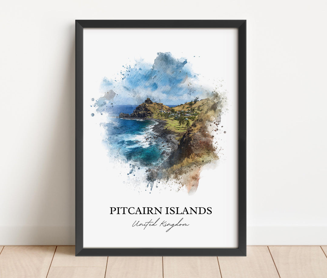 Pitcairn Islands Art, Pitcairn Print, Pitcairn Islands Artwork, Pitcairn Islands Gift, UK Travel Prints, Travel Poster, Housewarming Gift