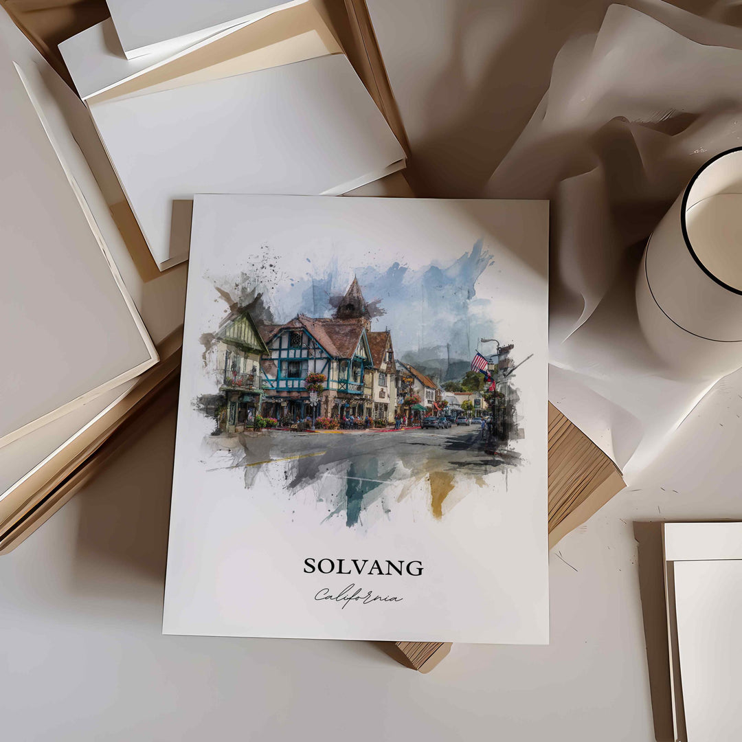 Solvang, California – Watercolor Art Print