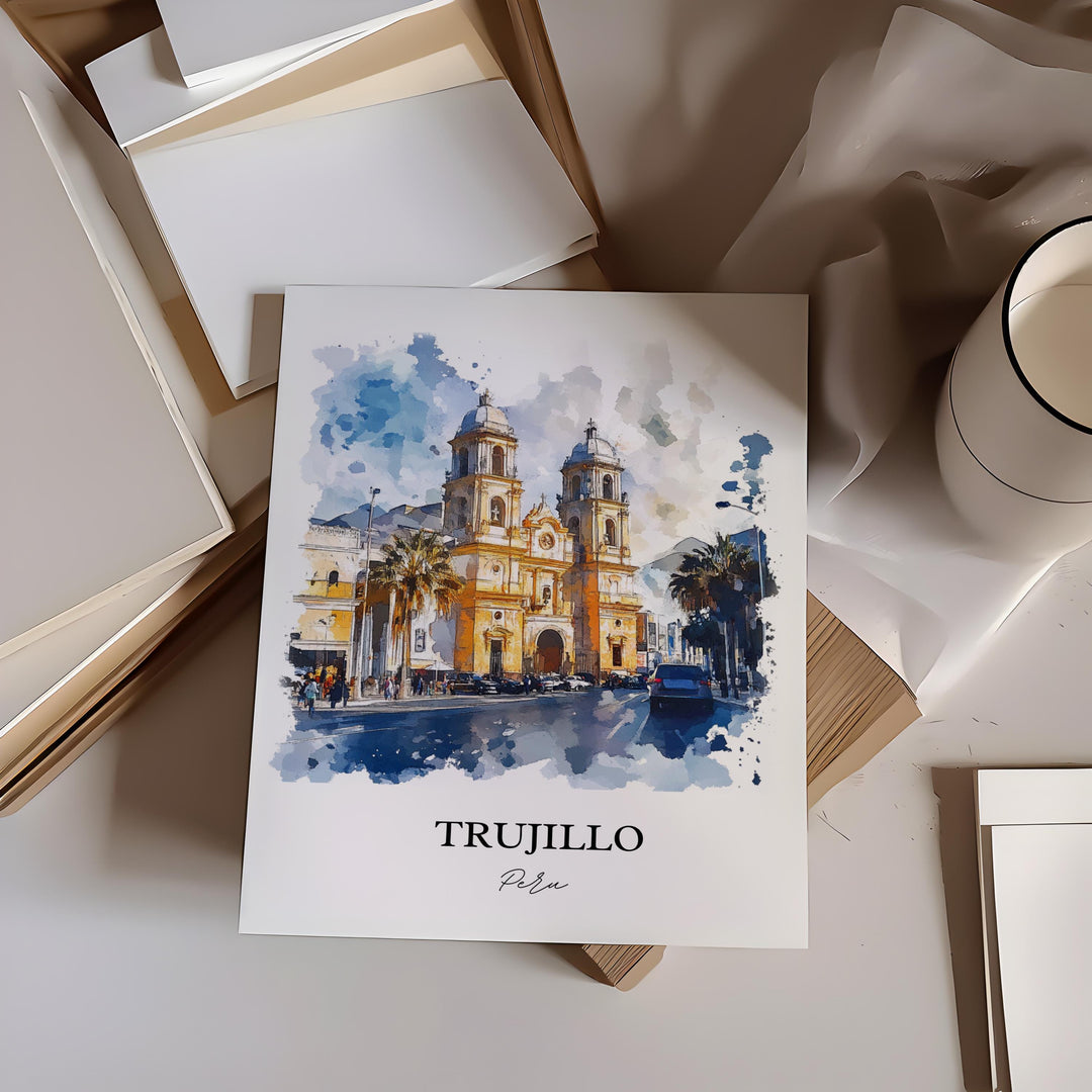 Trujillo Peru Wall Art, La Libertad Print, Peru Watercolor Art, Trujillo Peru Gift, Travel Print, Travel Poster, Housewarming Gift