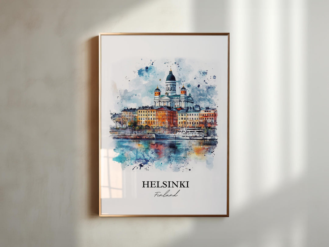 Helsinki Wall Art, Helsinki Print, Finland Watercolor Art, Helsinki Finland Gift, Travel Print, Travel Poster, Housewarming Gift
