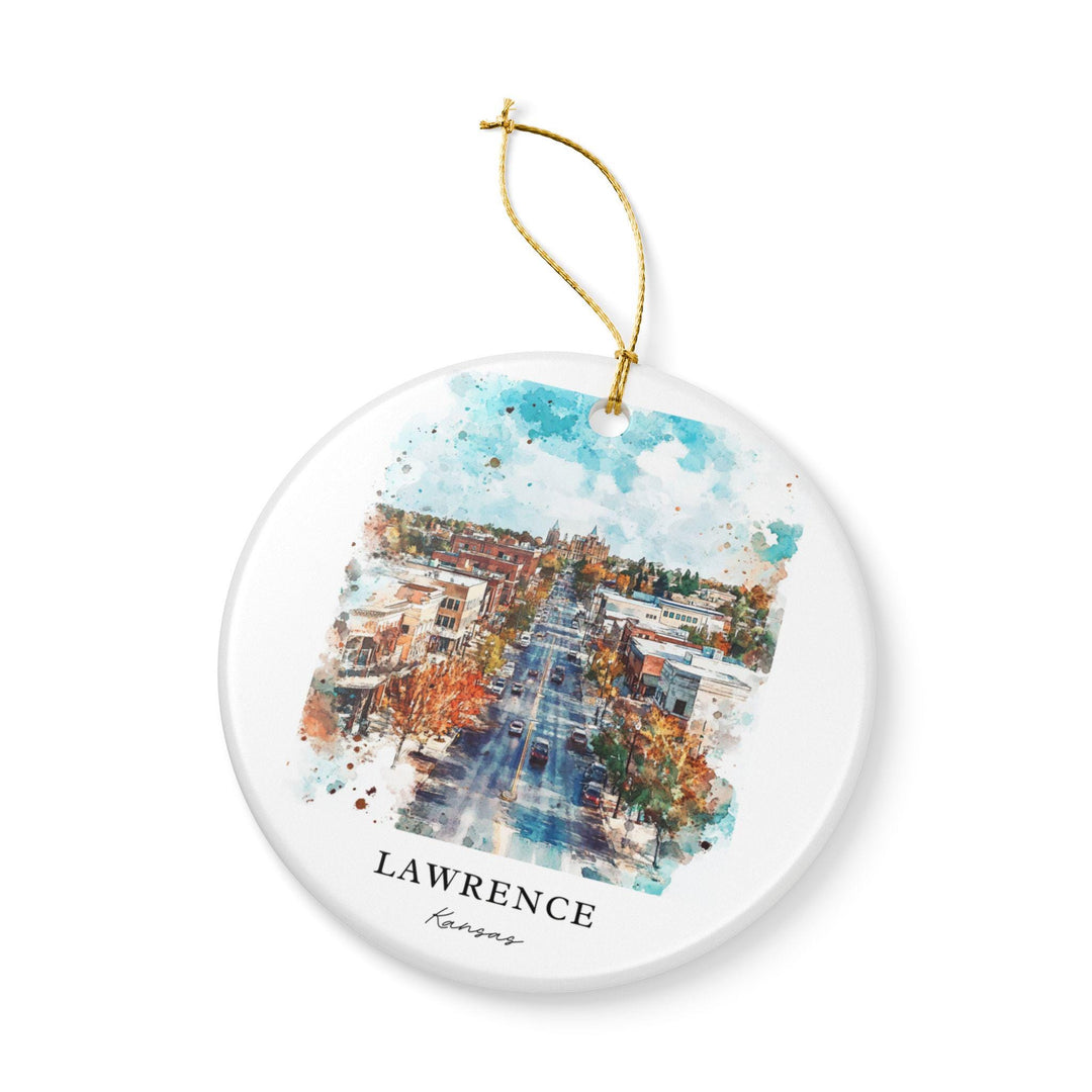 Lawrence Kansas Ornament: Unique Lawrence KS Souvenir, Lawrence Kansas Xmas Decor, and Authentic Kansas Gift