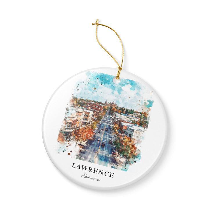 Lawrence Kansas Ornament: Unique Lawrence KS Souvenir, Lawrence Kansas Xmas Decor, and Authentic Kansas Gift