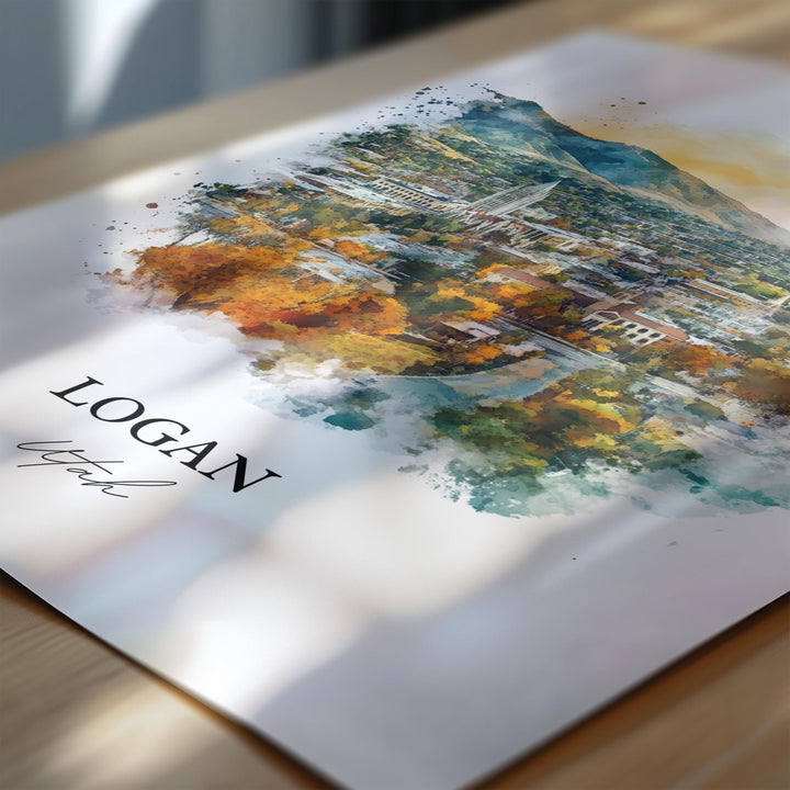 Logan Utah Wall Art, Cache County Print, Utah Watercolor Art, Logan Utah Gift, Travel Print, Travel Poster, Housewarming Gift