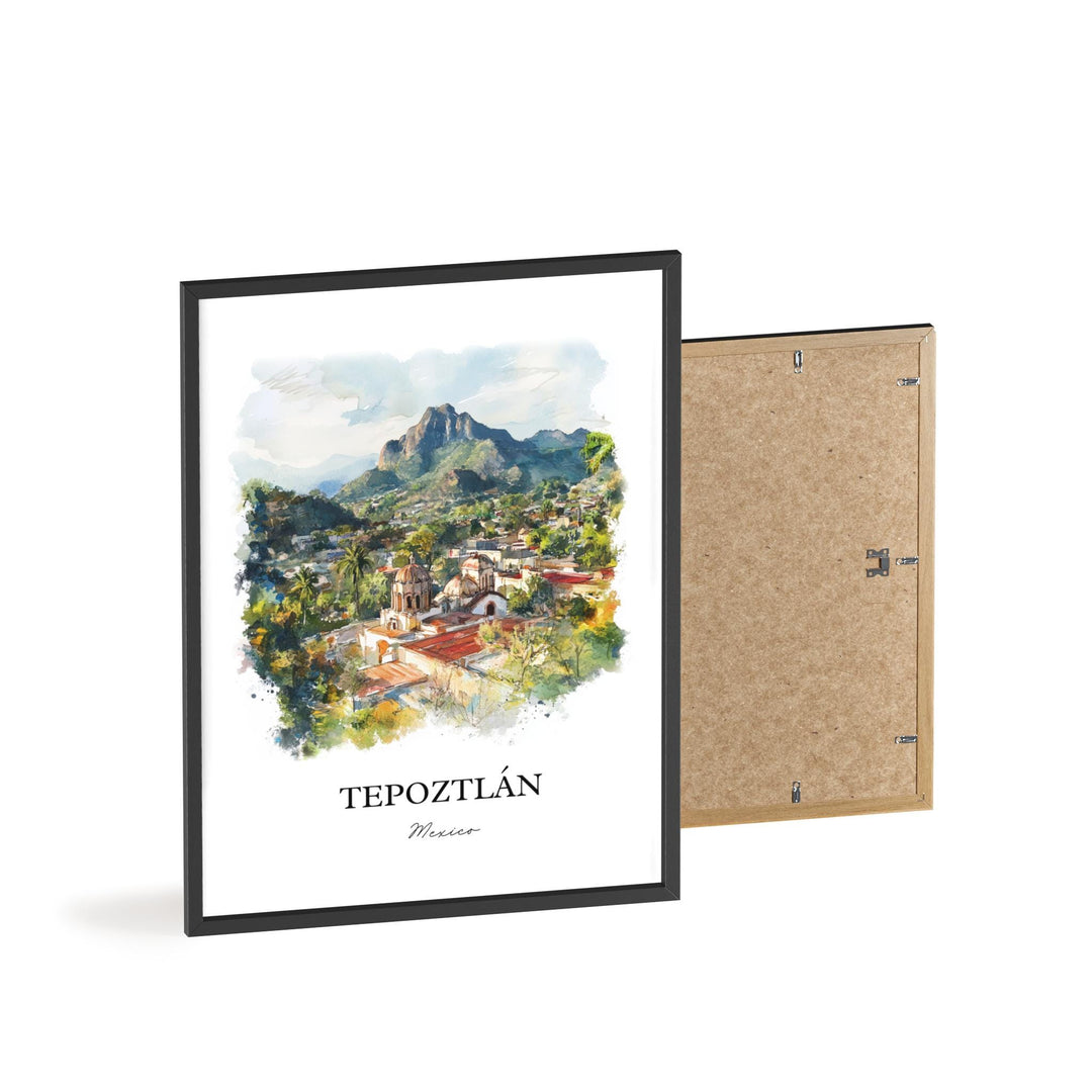 Tepoztlán Wall Art, Tepoztlán Print, Mexico City Watercolor Art, Tepoztlán Mexico Gift, Travel Print, Travel Poster, Housewarming Gift