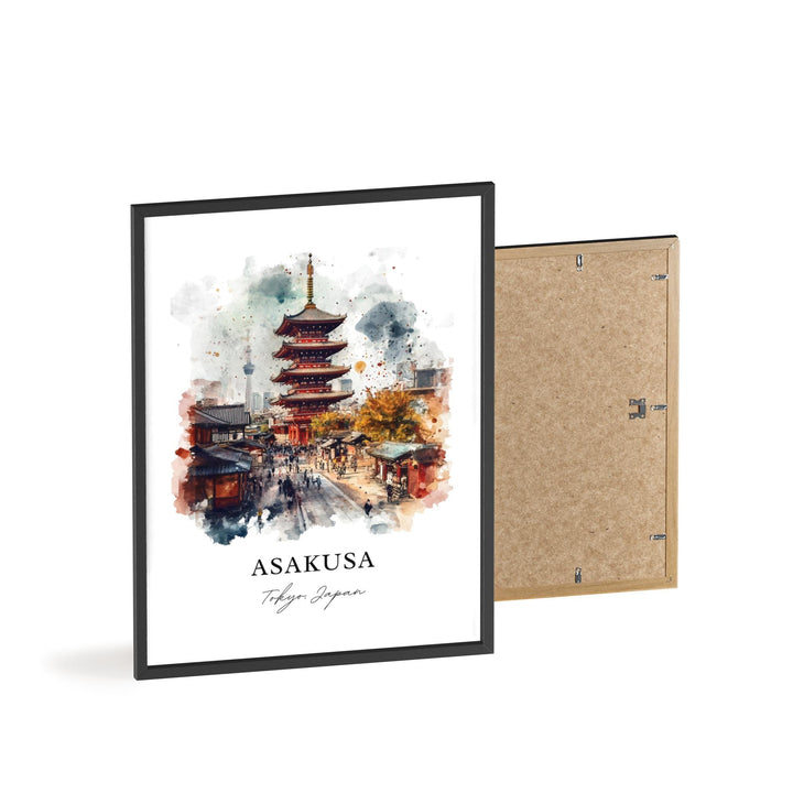 Asakusa Wall Art, Senso-ji Print, Tokyo Japan Watercolor Art, Asakusa Gift, Travel Print, Travel Poster, Housewarming Gift