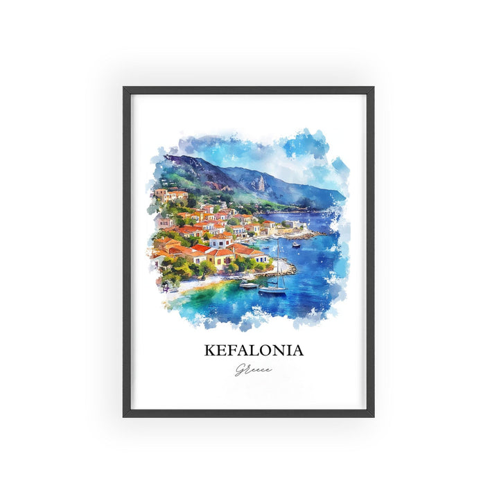 Kefalonia Wall Art, Argostolion Print, Greece Watercolor Art, Kefalonia Greece Gift, Travel Print, Travel Poster, Housewarming Gift