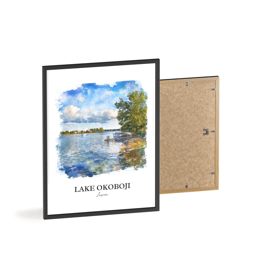 Lake Okoboji Wall Art, Dickinson County Print, Iowa Watercolor Art, Lake Okoboji Gift, Travel Print, Travel Poster, Housewarming Gift