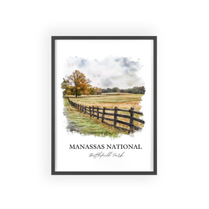 Manassas National Battlefield Art, Manassas Print, Virginia Watercolor Art, Manassas VA Gift, Travel Print, Travel Poster, Housewarming Gift